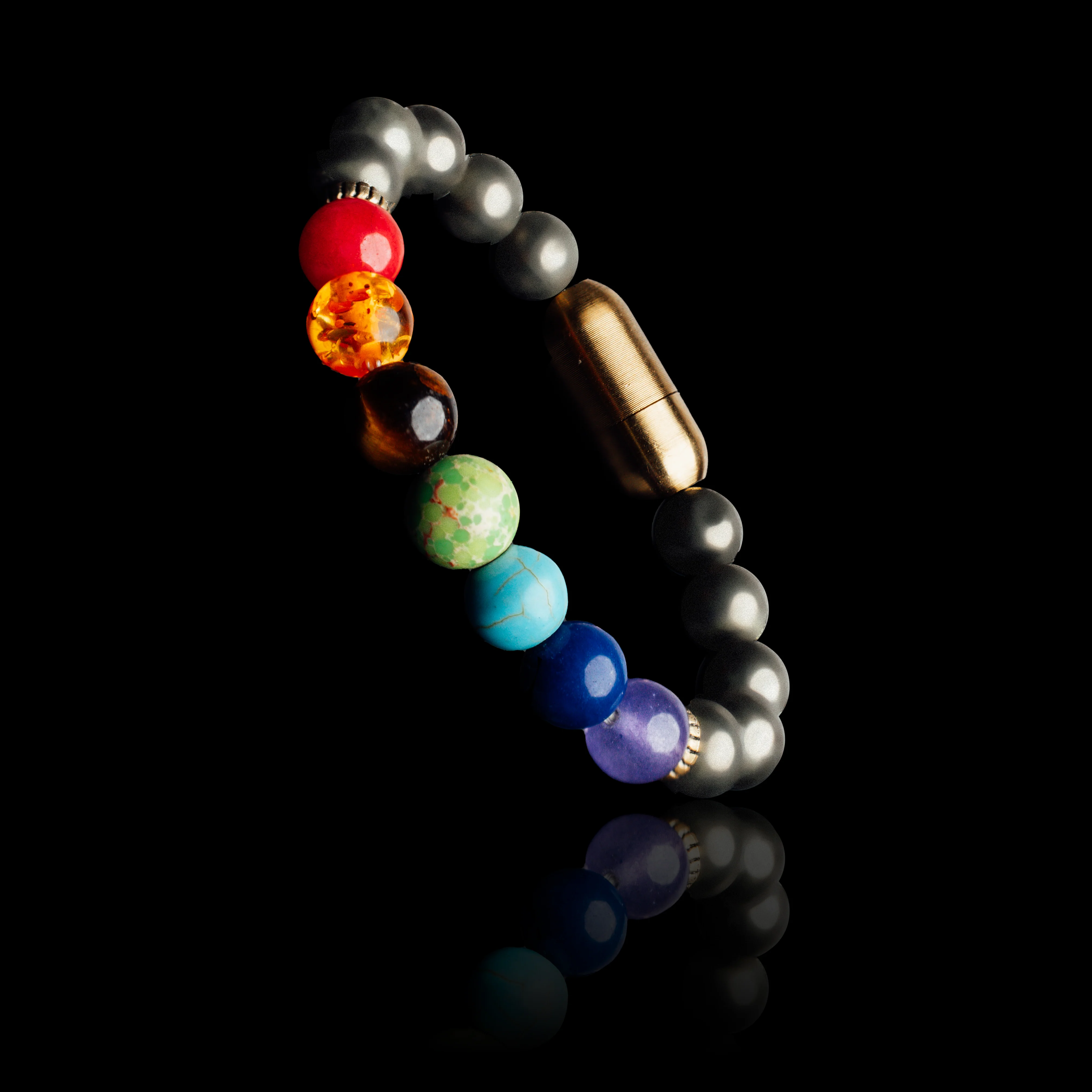 7 CHAKRA HEALING BRACELET WITH PYRITE (PERSONALISED) - Image 4