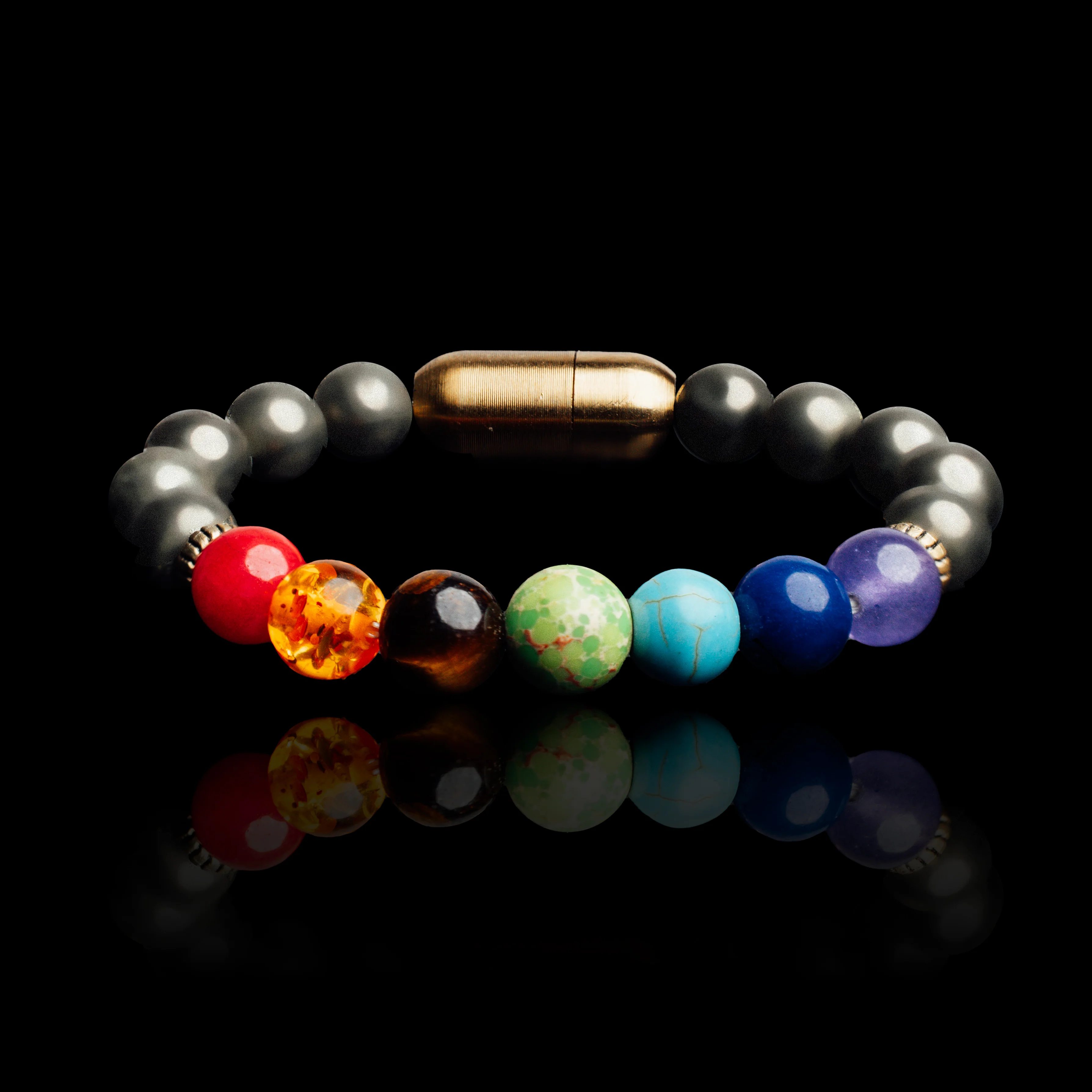 7 CHAKRA HEALING BRACELET WITH PYRITE (PERSONALISED) - Image 5