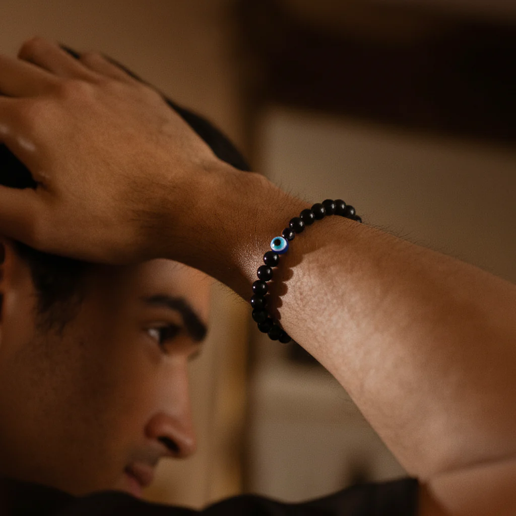 BLACK ONYX EVIL EYE BRACELET (PERSONALISED) - Image 3