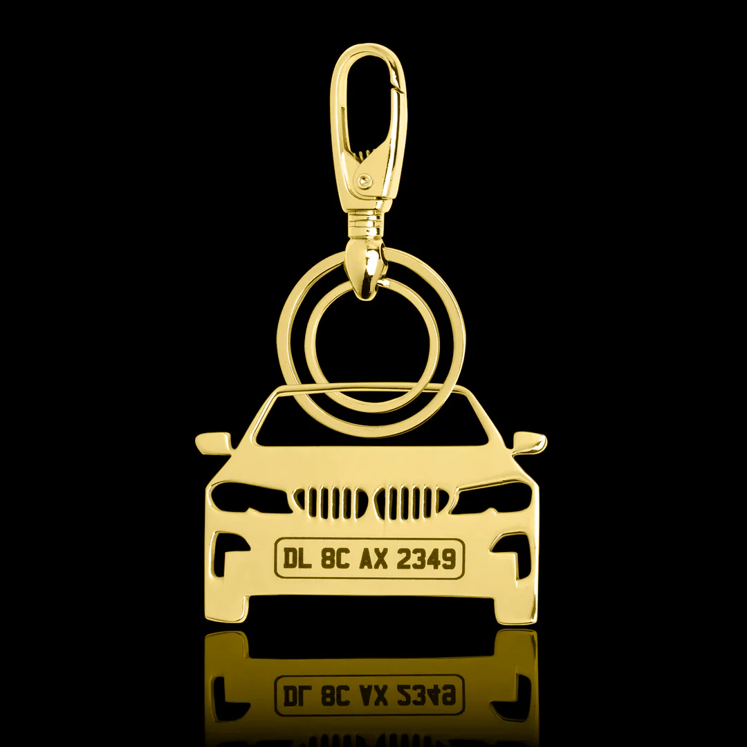 Personalised Gold Plated Car Keychain - Image 7