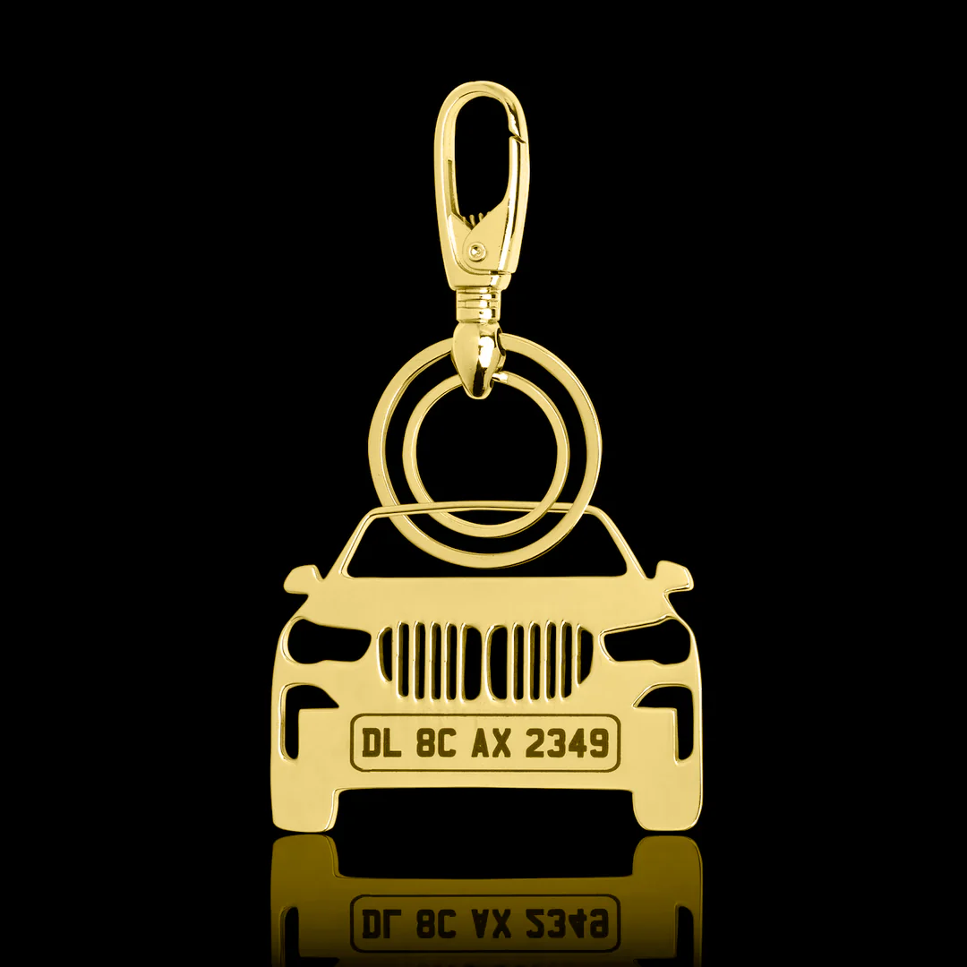 Personalised Gold Plated Car Keychain - Image 8